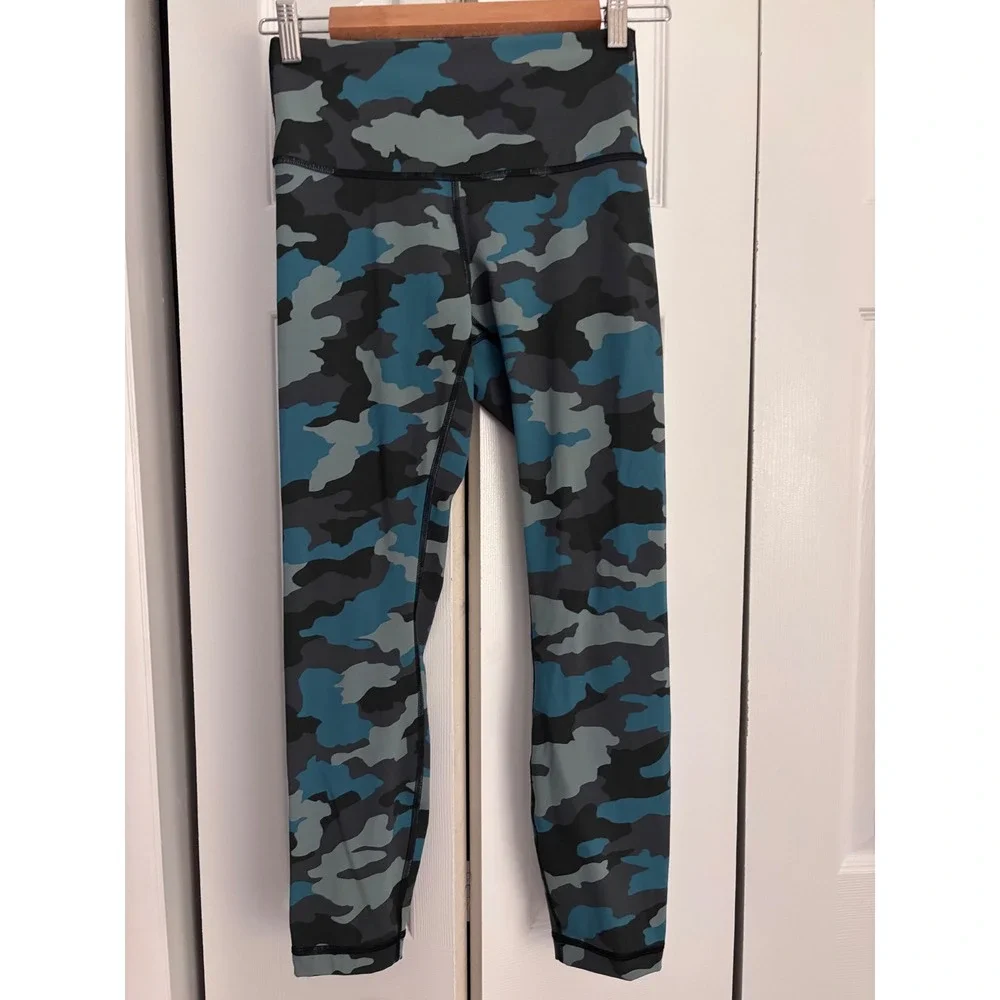 Lululemon Wunder Under HR Tight 25 Size 6 Heritage Camo Tidewater Teal Multi